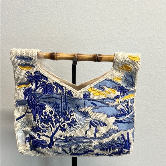 From India To You | Beaded Tropical Handbag w/ Bamboo Handle - Picture 3 of 11